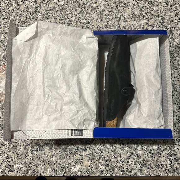 Birkenstock Boston Black Suede Soft Footbed Clogs Slipper Shoes New - Picture 4 of 5